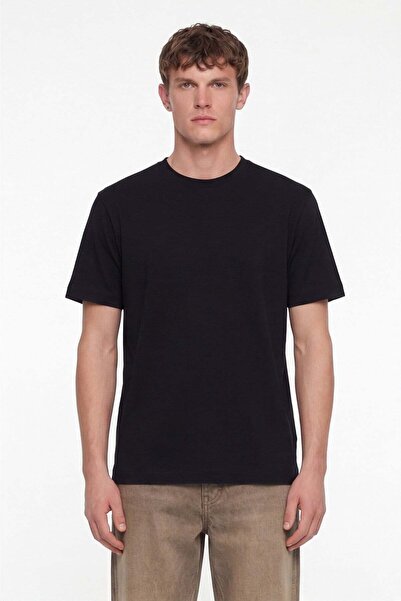 Sabri Özel Men's Black Regular Fit 100% Cotton Basic T-Shirt