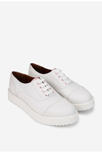 Dasha White women's shoes with pink details made of natural leather