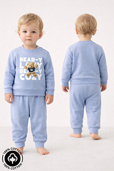 Miniel Baby Boy Teddy Bear Printed 100% Cotton 6-9-12 Months Top and Bottom 2...