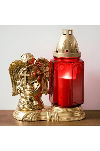 ZanaCasei Lumânare decorativă pe bază cu înger, 20 x 11 x 24.5 cm