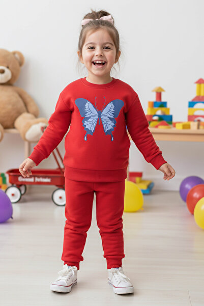 TOFİSA Κοριτσίστικο σετ με στάμπα κόκκινης πεταλούδας με δύο κλωστές - 28289-...