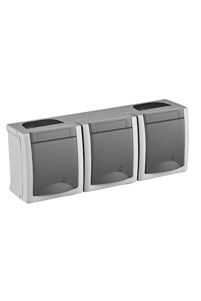 PANASONIC Priză triplă cu împământare IP54 Pacific Panasonic, PT, Gri