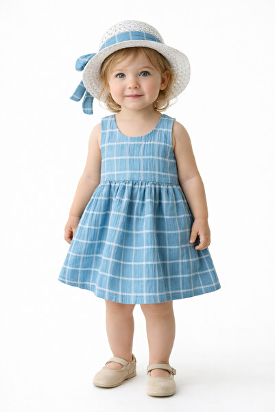 Chicsy Baby Sweet Baby Girl Plaid Style Dress with Hat and Bow Detail, Summer...