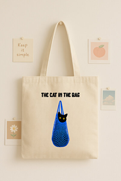 Maki Craft Kedi Temalı Yazılı Bez Çanta – The Cat in the Bag Baskılı Tote Bag
