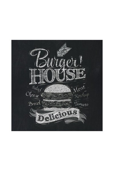 canvas Burger House Glass Painting 20x20 Cm