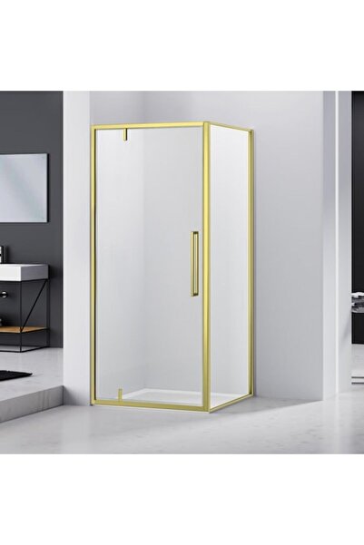 Belform Cabină de duș Fortuna Square, 80x80 cm, cu ușă batantă, profil auriu mat