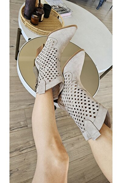 Topukla Footwear 019 5003 Topukla Kadın 6cm Kalın Topuklu Yazlık Bot