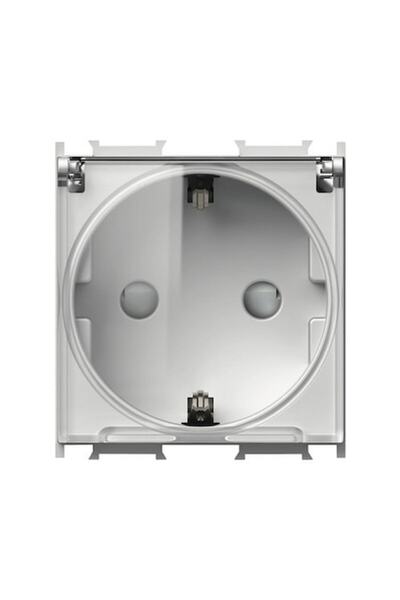 Clasic Priză simplă cu împământare, capac de protecție transparent, argintiu