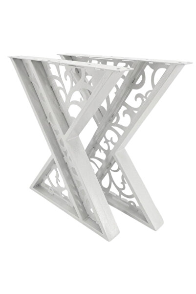 buz Metal table legs, set of 2, dining furniture, 65 cm x 8 cm x 73 cm White