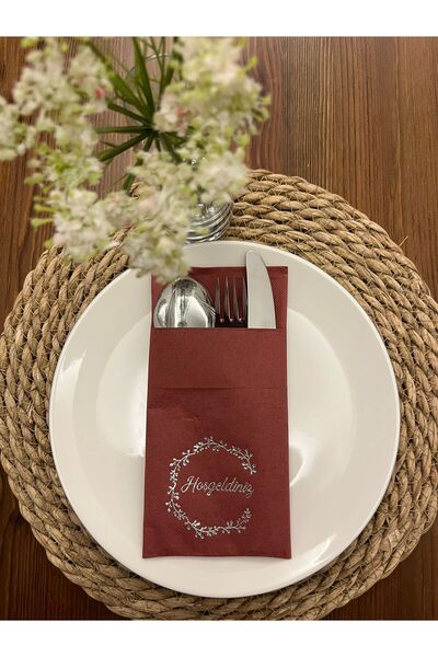 kidspartim Silver Gilded Cherry Colored Welcome Napkins with Kangaroo Pockets...