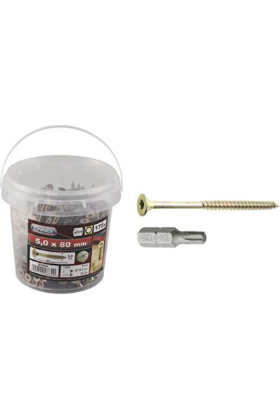Connex Universal Screws with Sunken Head Torx 5x80 Mm Galvanized Steel Yellow...