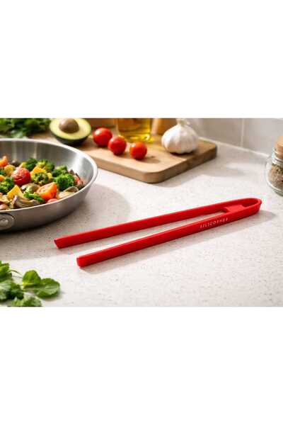 Silicorner Silicone Red Serving and Chef Tongs
