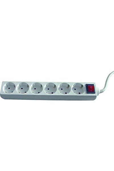 Clasic Prelungitor electric cu 6 prize, 1,4m, 3500W, alb, cu întrerupător