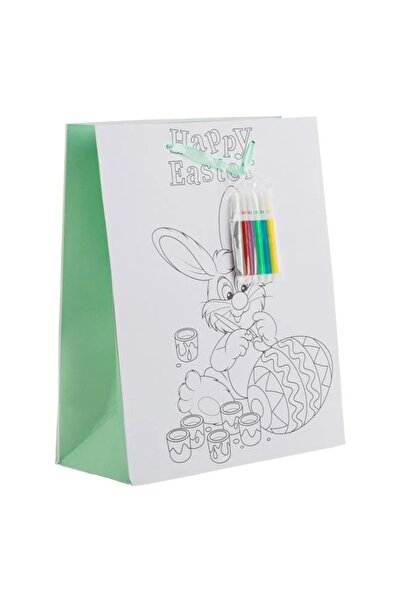 ZanaCasei Set creativ de Paște cu pungă de hârtie, design cu iepuraș și 6 mar...