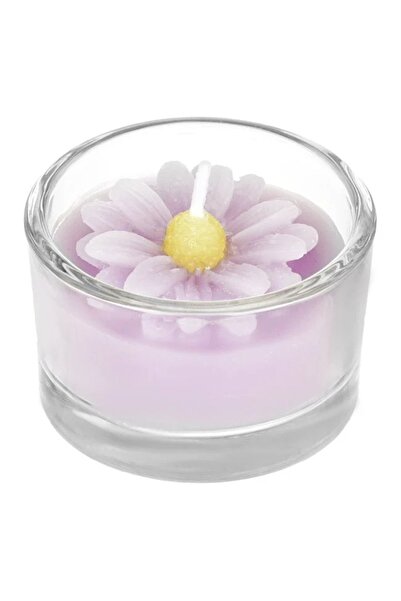 ZanaCasei Lumânare colorată de Paște cu margarete, în suport de sticlă, Ø5 x ...