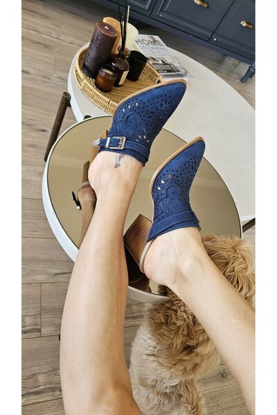 Topukla Footwear 019 021 Topukla kadın 7 cm Kalın Topuklu Yazlık Sabo Terlik