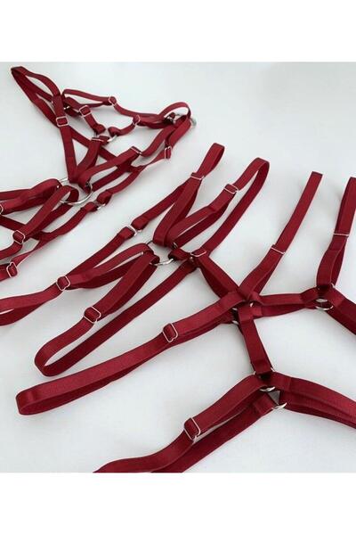 Sandrada SD Set body harness reglabil roșu – accesorii statement pentru outfituri moderne