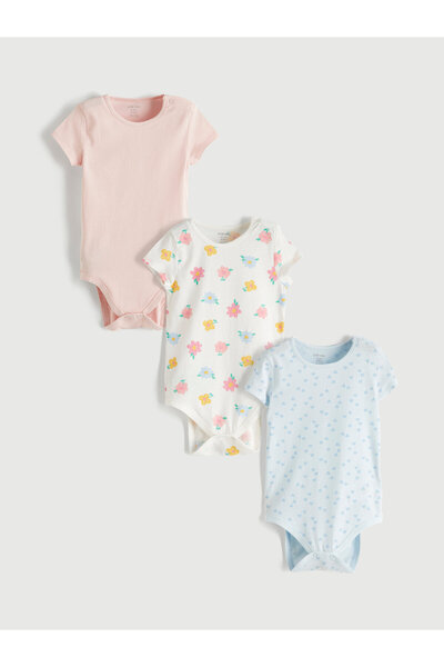 LC Waikiki Baby Girls' Snap Bodysuit 3-Pack