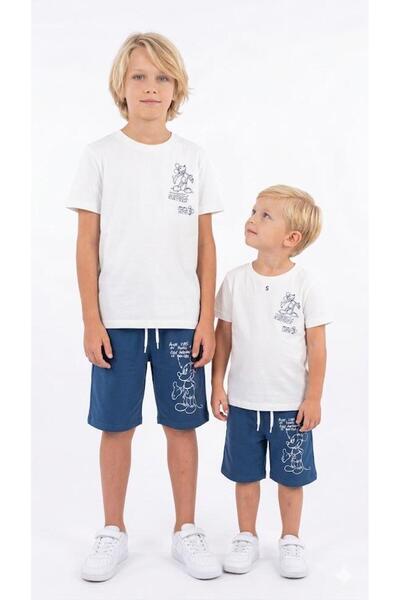 Bambam Boys' Printed T-Shirt and Shorts Set – Summer Cotton Outfit 2507La