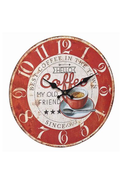 Evelise Ceas analog de perete din MDF, design VINTAGE, Coffee, TFA 60.3045.12