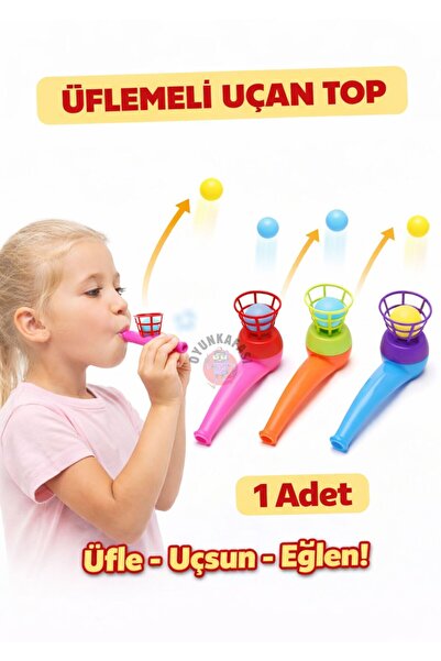 OYUNKAFASI Üflemeli Top 1 Adet Uçan Top Oyuncaği Nefes Egzersizi- Karne Hediyesi