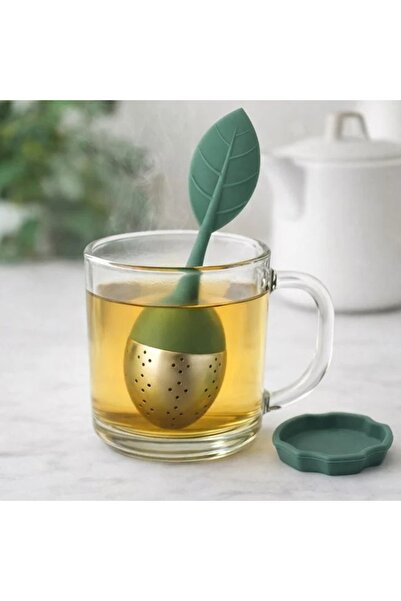ZanaCasei Leaf-shaped tea infuser with drip tray, 5.5 x 5.5 x 16 cm
