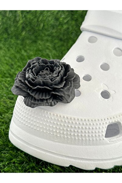 YuccaCo Accessorize Your Life Siyah Gül Çiçekli Terlik Süsü/Güllü Terlik Char...