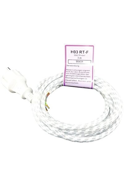 Clasic Power Cable for Iron 3x0.75 mm² 3m White/Grey