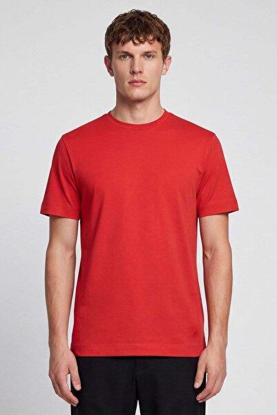 Sabri Özel Men's flag red modern fit 100% cotton basic t-shirt