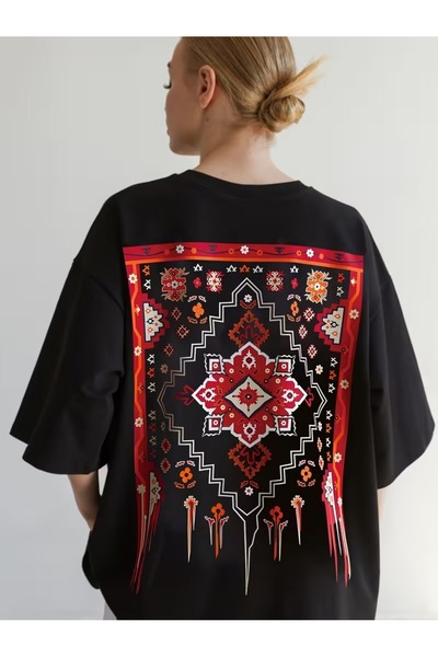 Toum Ethno-Chic Printed Unisex Oversize T-Shirt