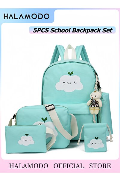 HALAMODO مجموعة حقائب مدرسية من 5 قطع مع دمية، حقيبة ظهر كبيرة متعددة الأقسام...