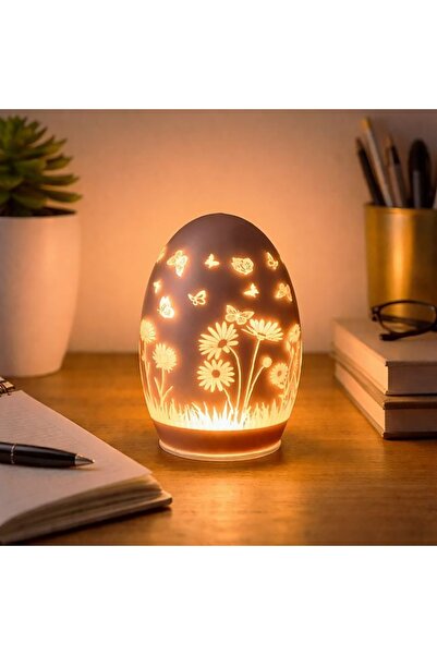 ZanaCasei Ou de Paște din sticlă cu LED roz, Ø10 x 13,5 cm