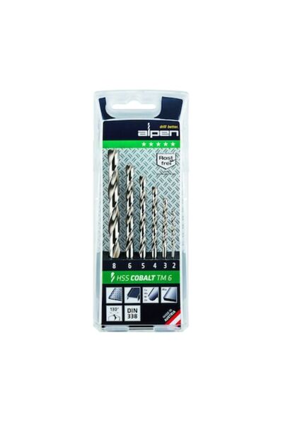 Alpen Set of 6 Cobalt Drill Bits for Metal