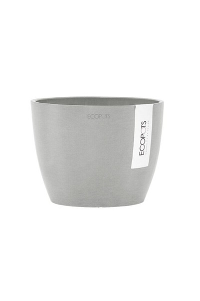 Ecopots Stockholm Plastic Pot, 16 cm, White Grey