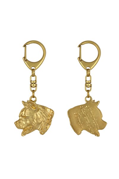 Art - Dog American Staffordshire Terrier, - Gilded key ring with dogdecoratio...