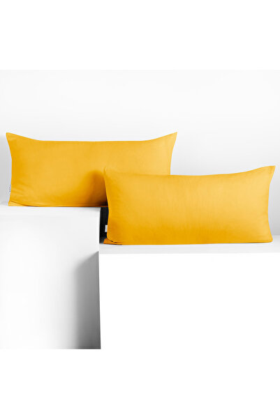 Deco King Set 2 huse perne decorative din bumbac cu fermoar, Amber, 135 g/m2,...