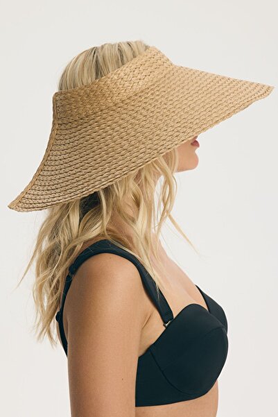 ESOTIQ Pălărie de vară pentru femei, cu vârf deschis, din paie de hârtie 100%...
