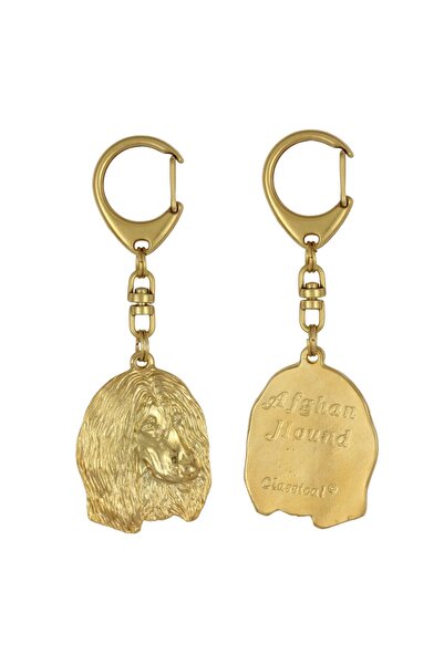 Art - Dog Ogar afgan, Tazi II - Breloc aurit cu câine, decorațiune pentru gea...