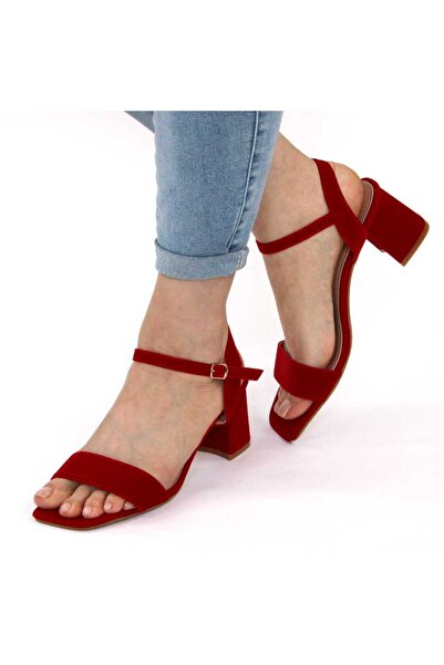 mm Elegant women's sandals, made of velvet, with medium and square heel 980-2...