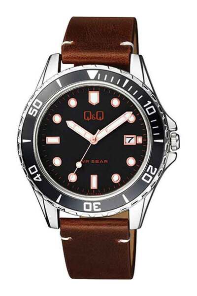 Q&Q Ανδρικό Ρολόι Citizen, Κλασικό A172J312Y, Μηχανισμός Quartz, Καφέ Δερμάτι...