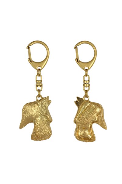 Art - Dog Terrier scoțian, Aberdeen Terrier - Breloc aurit cu câine, accesori...