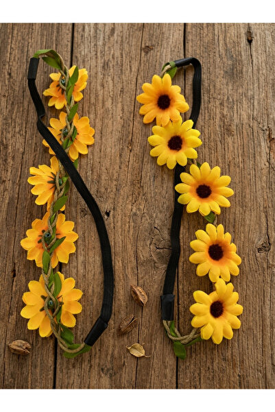 GÜLPEŞE Papatya Hair Clip with Rubber Band Yellow and White Summer Clip