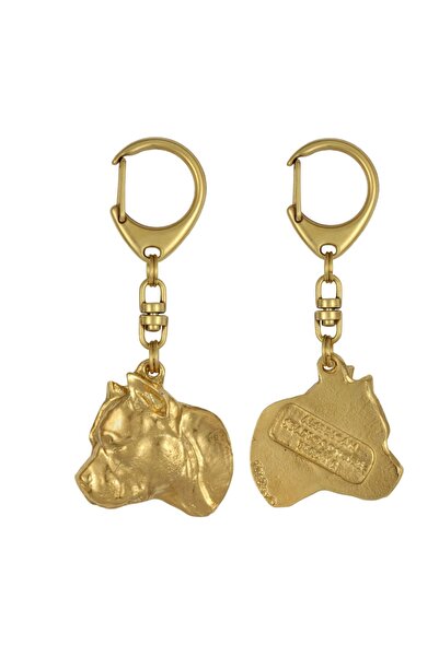 Art - Dog American Staffordshire Terrier, Amstaff II - Gilded key ring with d...