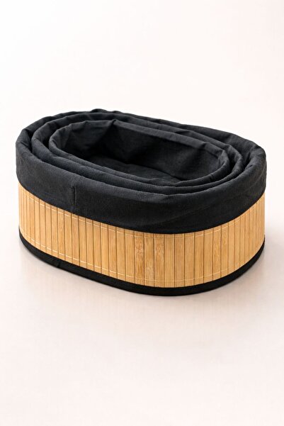 YzHome 3-Piece Oval Bamboo Organizer Organizer Storage Box Basket