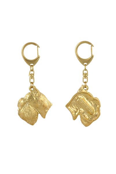 Art - Dog Schnauzer - Breloc auriu cu câine, decorațiune pentru geantă, acces...