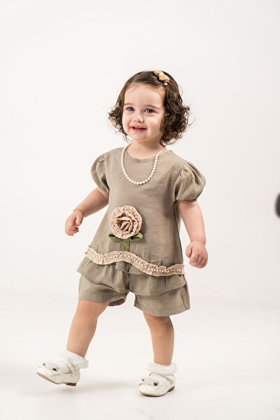 JNF kids Baby Girl Summer Clothes with Pearl Flower Detail, Modal Fabric 2-Pi...
