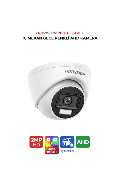 Hikvision DS-2CE76D0T-EXLPF Gece Renkli Kamera 2MP Akıllı LED Dome