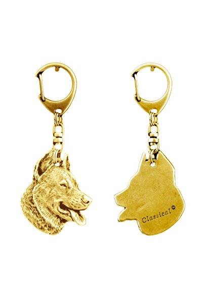 Art - Dog Berger de Beauce, Beauceron - Gilded key ring with dog,luxury acces...