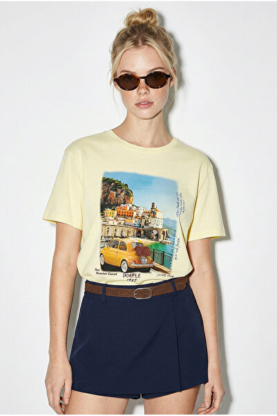 Bianco Lucci Tricou pentru femei, 100% bumbac, cu imprimeu tematic Italia, de...