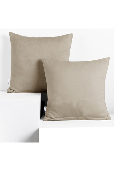 Deco King Set 2 huse perne decorative din bumbac cu fermoar, Amber, 135 g/m2,...